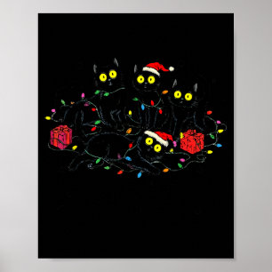 Funny Black Cat What_ Christmas Tree Meme Xmas Men Poster