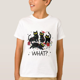 Funny Black Cat What Christmas Tree Meme Xmas Men  T-Shirt