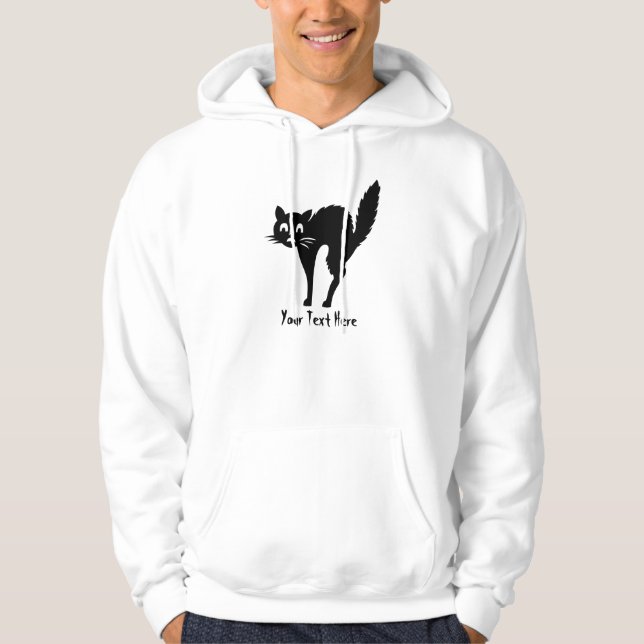 funny black cat with arched back halloween hoodie (Front)