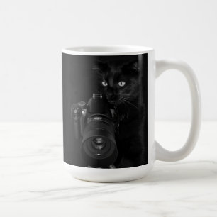 Funny Black Cat with the Camera Coffee Mug