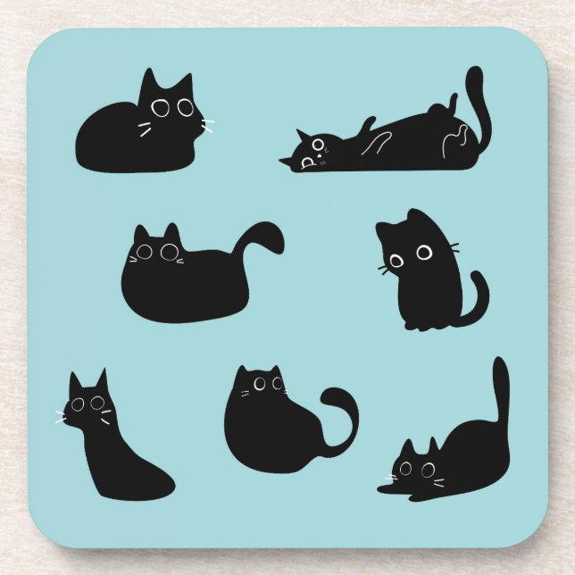 Funny Black Cats Coaster (Front)