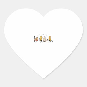 Funny Black Cats Ghost Halloween Pattern Cat Lover Heart Sticker