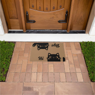 Funny Black Cats Hi Bye Pet Humour Welcome Doormat