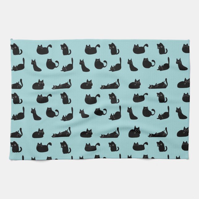 Funny Black Cats Kitchen Towel (Horizontal)