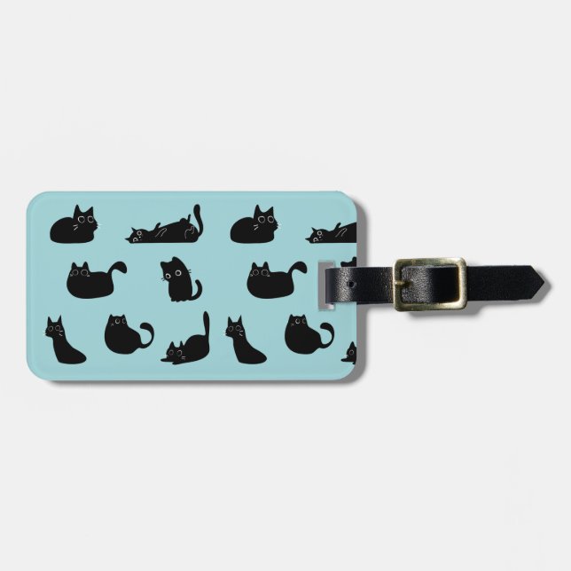 Funny Black Cats Luggage Tag (Front Horizontal)