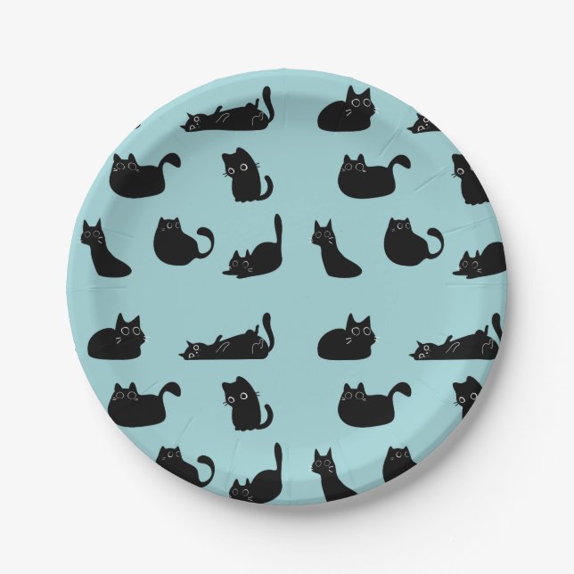 Funny Black Cats Paper Plate (Front)