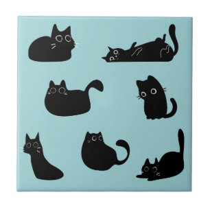 Funny Black Cats Tile