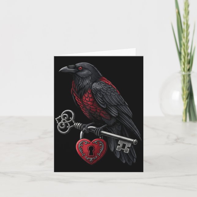 Funny Black Crow Black Bird Funny Crow Valentines  Card (Front)