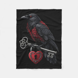 Funny Black Crow Black Bird Funny Crow Valentines Fleece Blanket