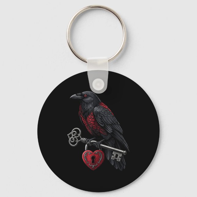 Funny Black Crow Black Bird Funny Crow Valentines  Keychain (Front)