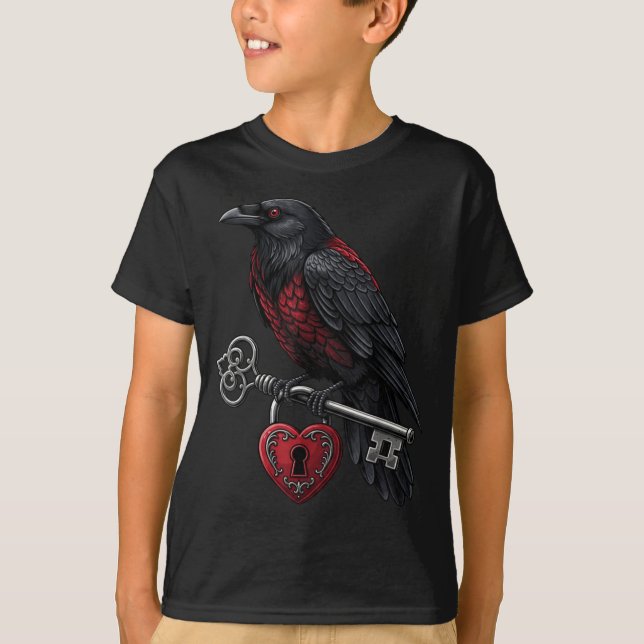 Funny Black Crow Black Bird Funny Crow Valentines  T-Shirt (Front)