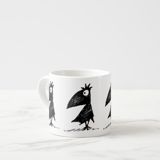Funny Black Crows Espresso Cup (Front Left)