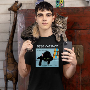 Funny Black Cute Best Cat Dad Father’s Day T-Shirt