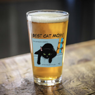 Funny Black Cute Best Cat Mom Mother’s Day Glass