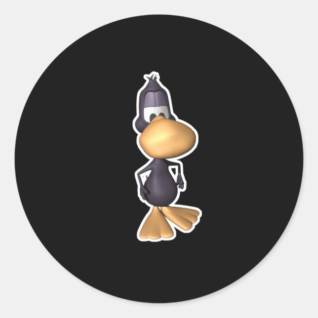 funny black duck classic round sticker (Front)