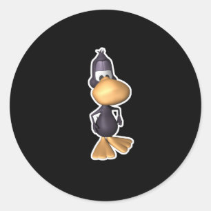 funny black duck classic round sticker