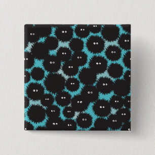 Funny black fluffy monsters  2 inch square button