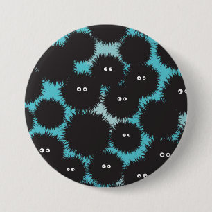 Funny black fluffy monsters 3 inch round button