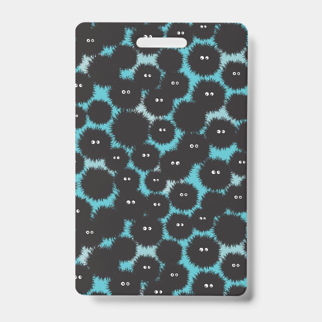 Funny black fluffy monsters  badge (Front)