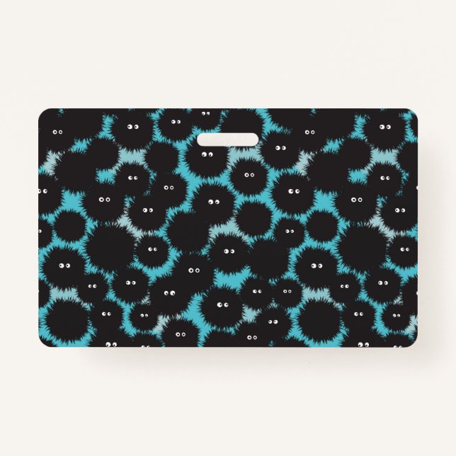 Funny black fluffy monsters  badge (Front)