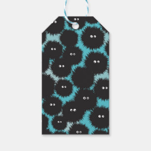Funny black fluffy monsters  gift tags