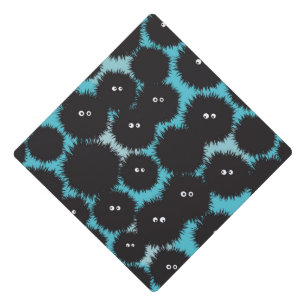 Funny black fluffy monsters  graduation cap topper