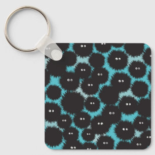Funny black fluffy monsters keychain