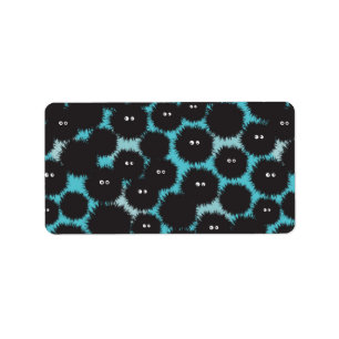 Funny black fluffy monsters label