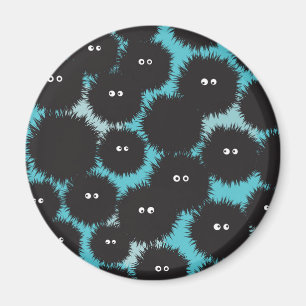 Funny black fluffy monsters  magnet