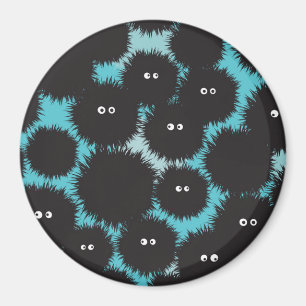 Funny black fluffy monsters  magnet