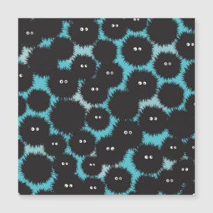 Funny black fluffy monsters  magnetic invitation