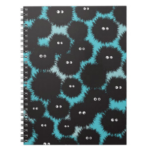 Funny black fluffy monsters notebook