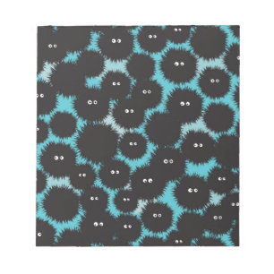 Funny black fluffy monsters  notepad