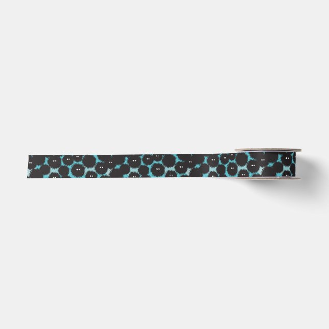 Funny black fluffy monsters  satin ribbon (Front)