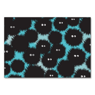 Funny black fluffy monsters table number