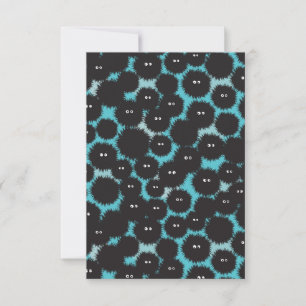 Funny black fluffy monsters  thank you card