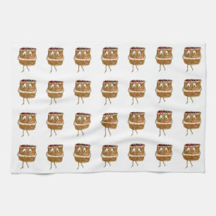 Funny Black Forest Gateau Quirky Watercolour Art Kitchen Towel