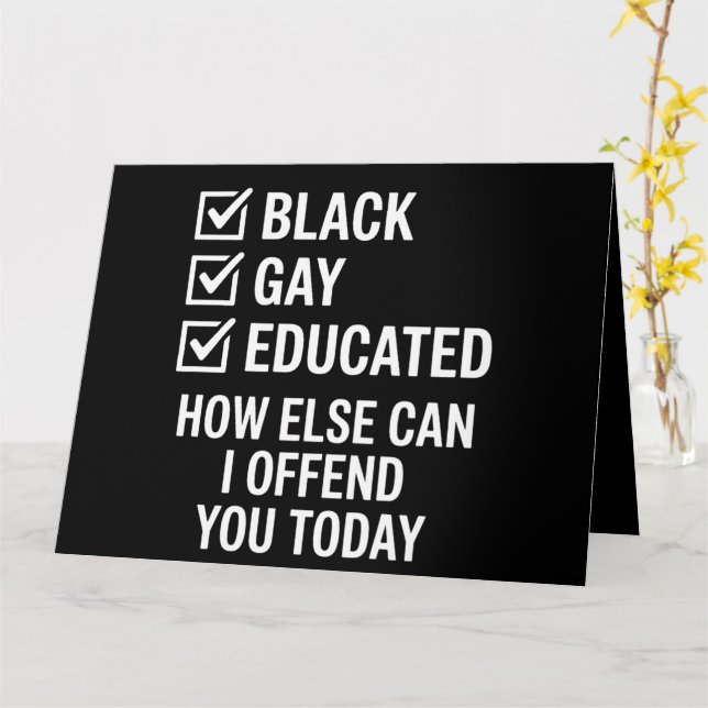 Funny Black Gay Pride Support LGBTQ Rights Card (Yellow Flower)