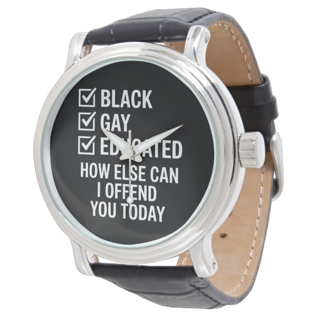 Funny Black Gay Pride Support LGBTQ Rights Watch (Angled)