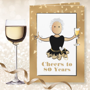 Funny Black Gold Ethnic Glitter 80th Birthday Card