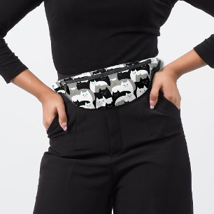 Funny Black, Gray and White Kitty Cats Fanny Pack