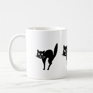 funny black Halloween cat with arched back Coffee Mug