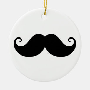Funny black handlebar moustache trendy hipster ceramic ornament