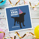 Funny Black Lab Dog Birthday Hat Your Age Name Napkin<br><div class="desc">The perfect birthday napkins for dog lovers - design features a black labrador retriever dog silhouette wearing a birthday party hat. Add your own text - "Happy ??th Birthday" and the birthday person's name. Cute, festive, fun design for anyone who loves dogs and has a birthday. Pet lovers, kids, parents...</div>