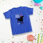 Funny Black Lab Dog Custom Age and Name Birthday T-Shirt<br><div class="desc">The perfect custom birthday t-shirt for dog lovers - design features a black labrador retriever dog silhouette wearing a birthday party hat. Add your own text - "Happy ??th Birthday" and the birthday person's name. Cute, festive, fun design for anyone who loves dogs and has a birthday. Pet lovers, kids,...</div>