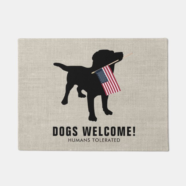 Funny Black Lab Dog Lover Welcome Mat (Front)