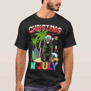 Funny Black Lab in Santa Hat Sunglasses Christmas T-Shirt