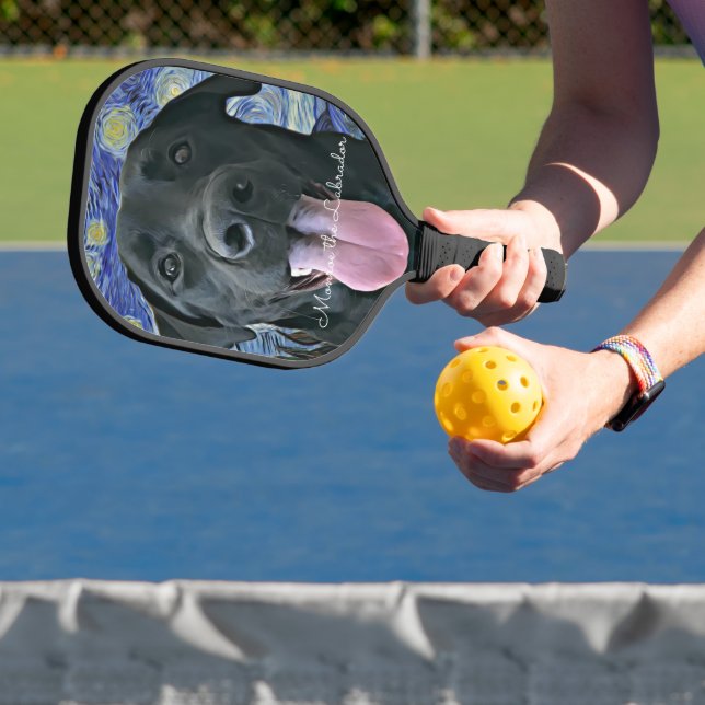 Funny Black Lab Personalized Text  Pickleball Paddle (Insitu)