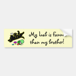Funny Black Labrador Cartoon Illustration Bumper Sticker