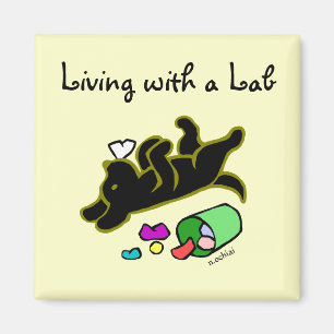 Funny Black Labrador Cartoon Illustration Magnet
